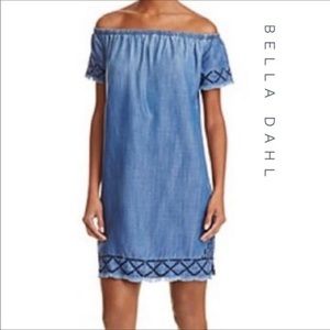 Bella Dahl off the shoulder chambray mini dress (size small) - like new